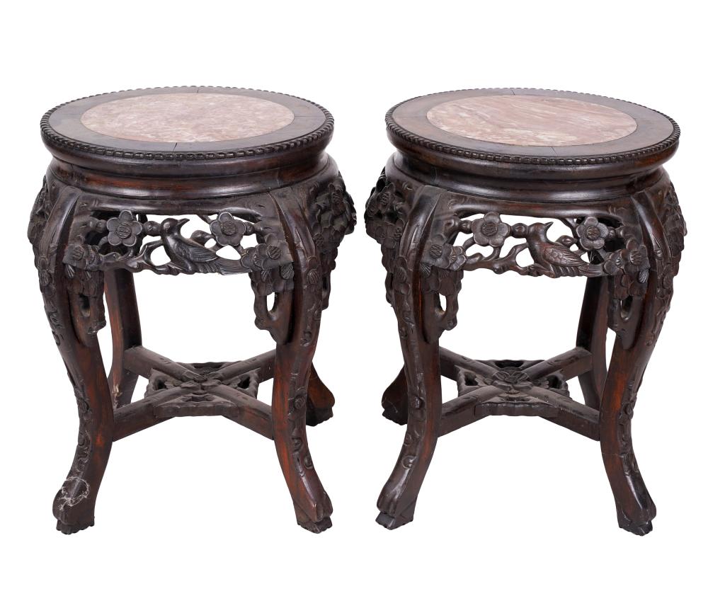 PAIR OF CHINESE CARVED HARDWOOD