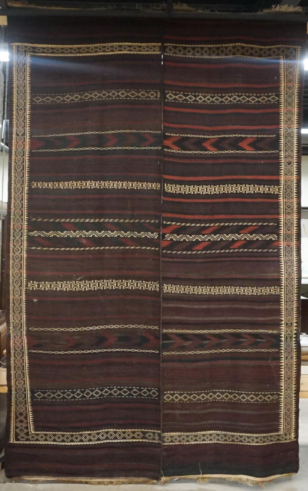 EMBROIDERED KILIM RUG 9 FT 9 IN