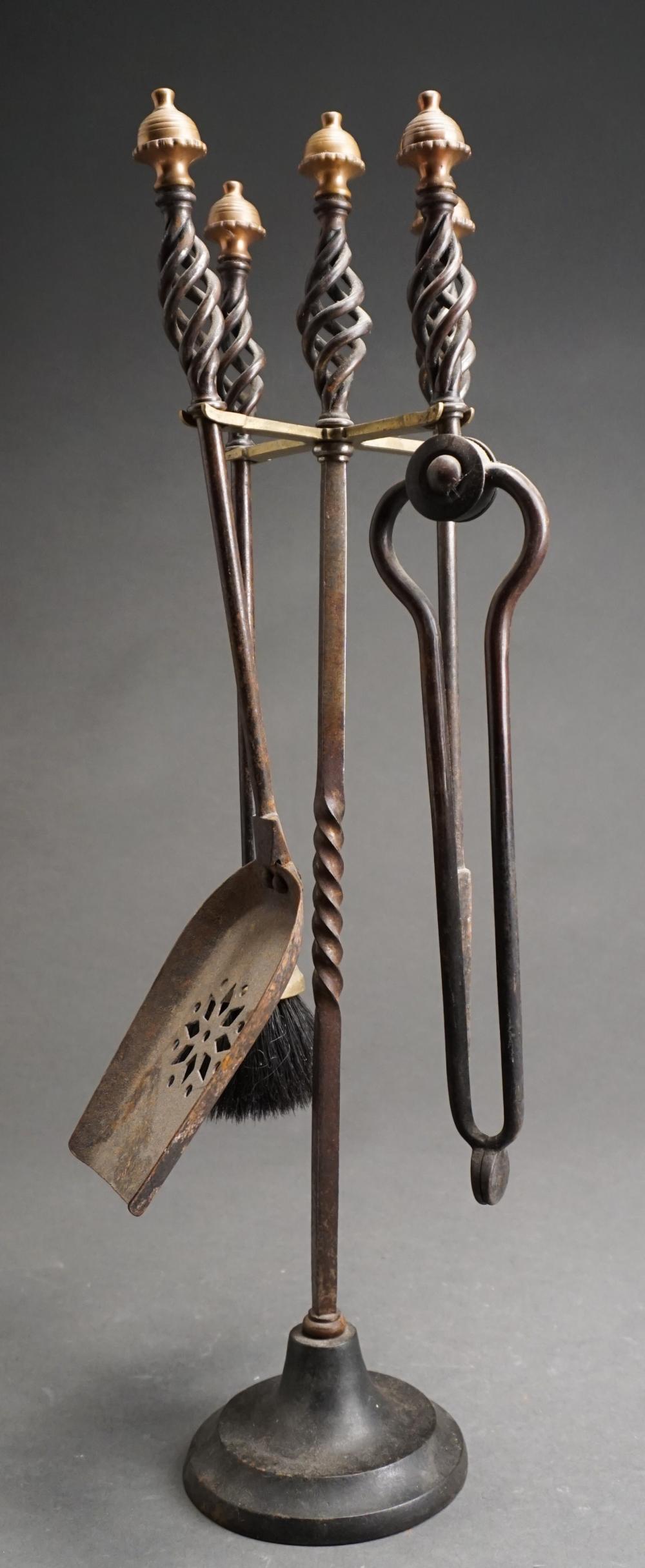VICTORIAN IRON AND BRASS FIRE TOOL