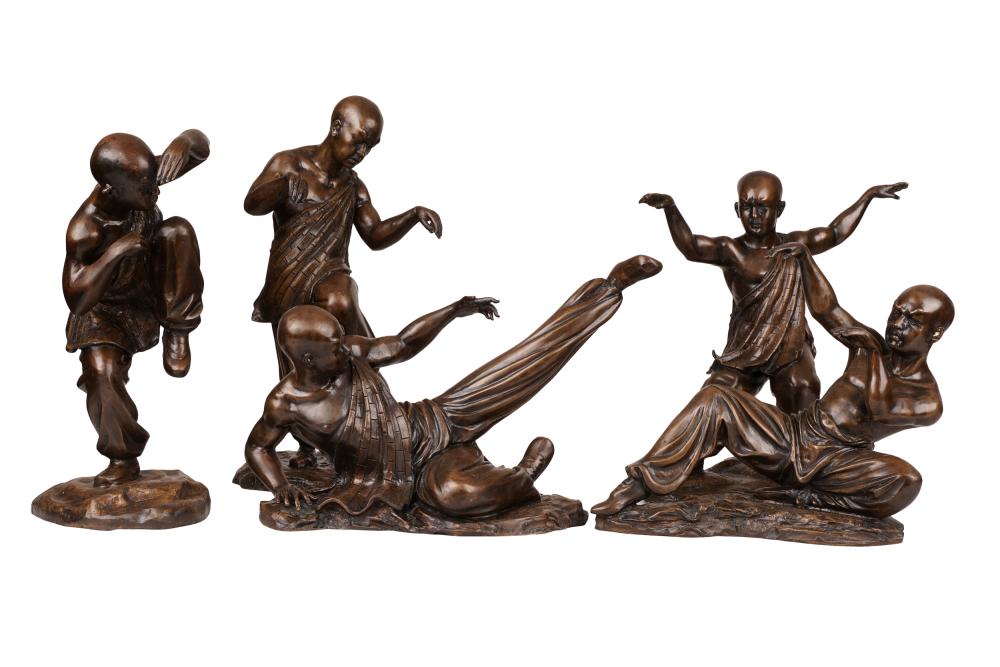 FIVE BRONZE FIGURES OF MONKSunsigned;