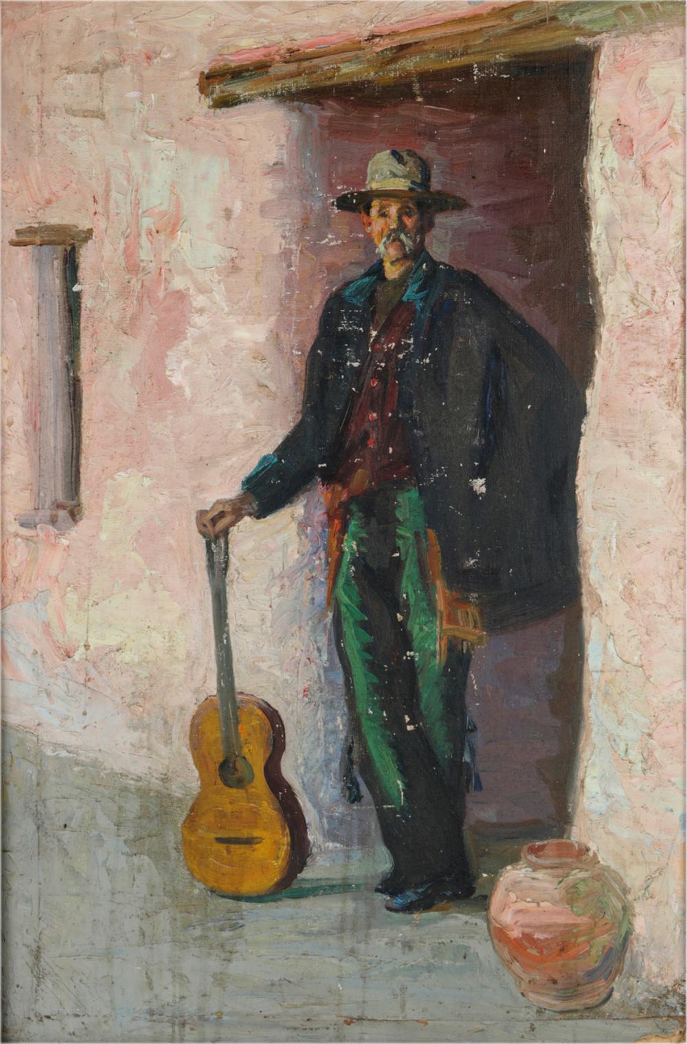 UNKNOWN ARTIST MAN WITH GUITARoil 32fe8a