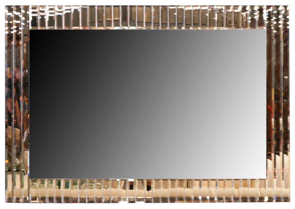 FACETED GLASS-FRAMED WALL MIRRORcontemporary;