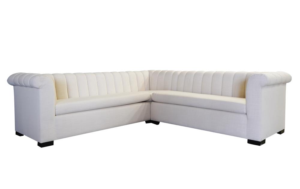 LINEN SECTIONAL SOFAunsigned in 32feb1