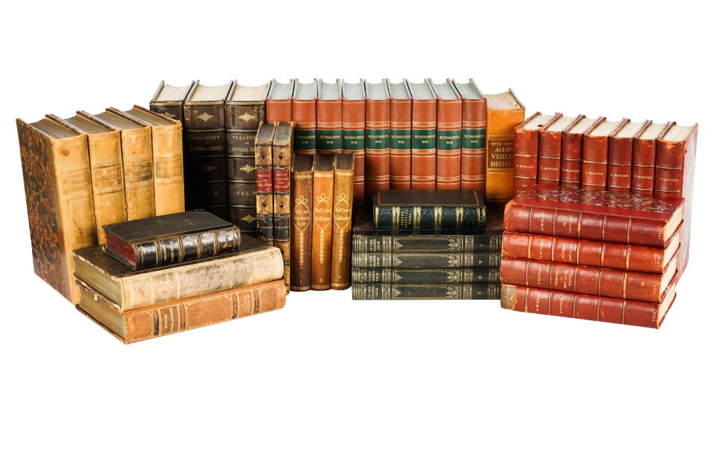 COLLECTION OF ANTIQUE LEATHER-BOUND