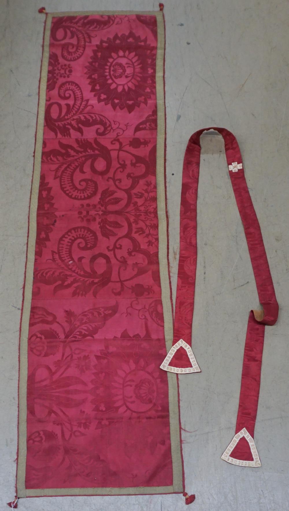 RED TABLECLOTH, TABLE RUNNER AND PRIESTS