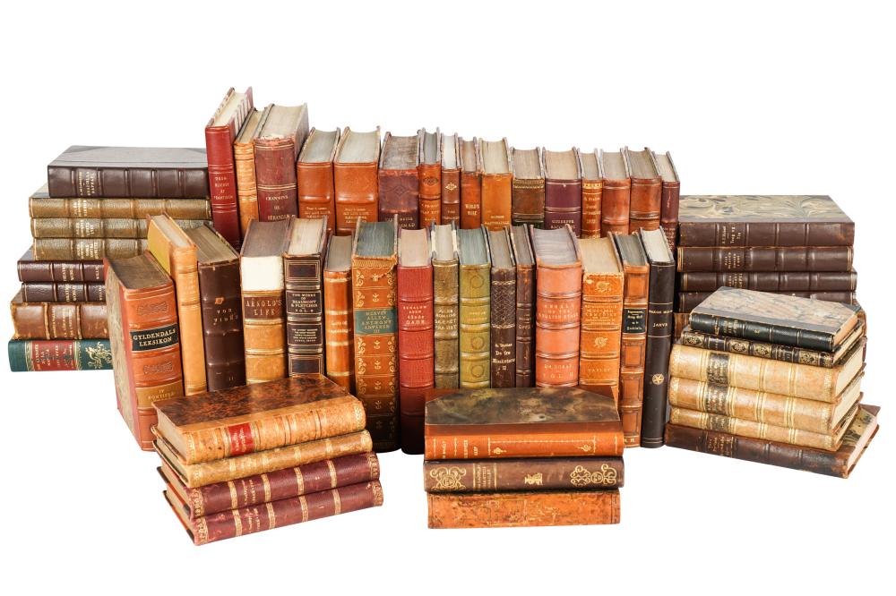 COLLECTION OF ANTIQUE LEATHER-BOUND