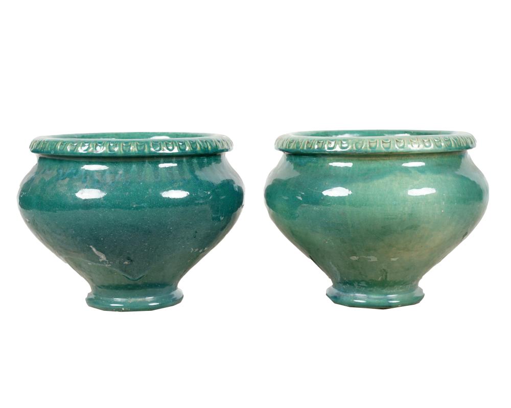 PAIR OF GLADDING MCBEAN GREEN-GLAZED