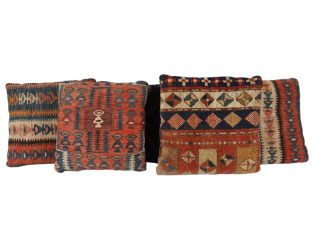 FIVE WOOL KILIM THROW PILLOWScomprising 32ff44