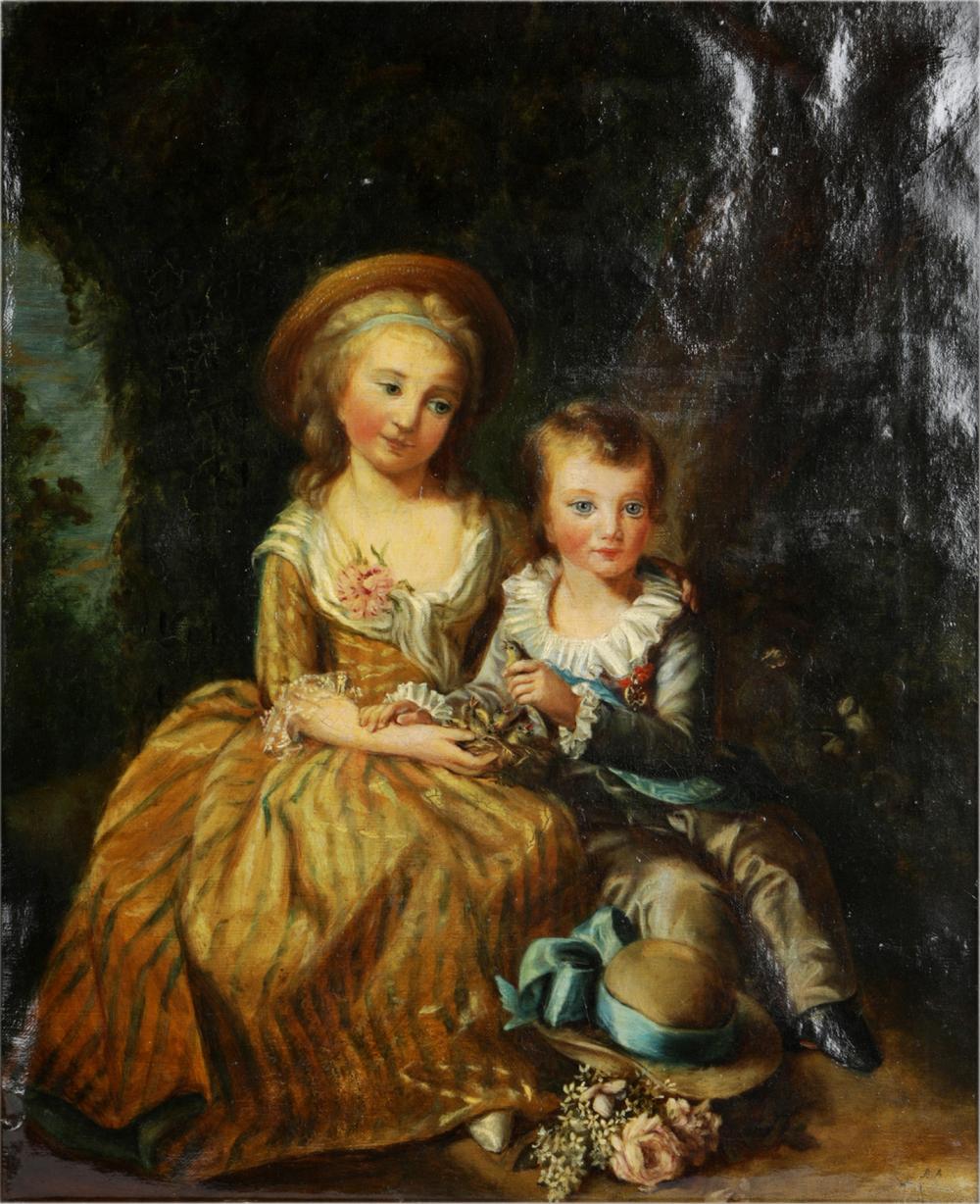 19TH CENTURY: TWO CHILDRENoil on