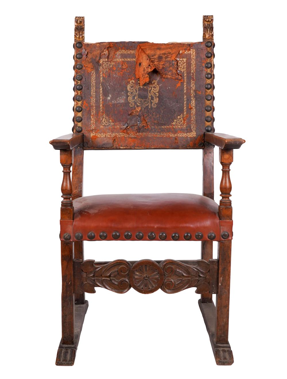 SPANISH REVIVAL OPEN ARMCHAIRwith