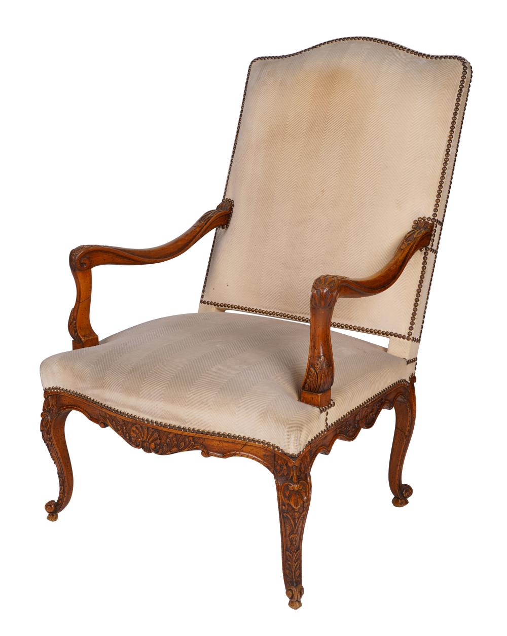 LOUIS XV STYLE CARVED FAUTEUILcovered 32ffa0