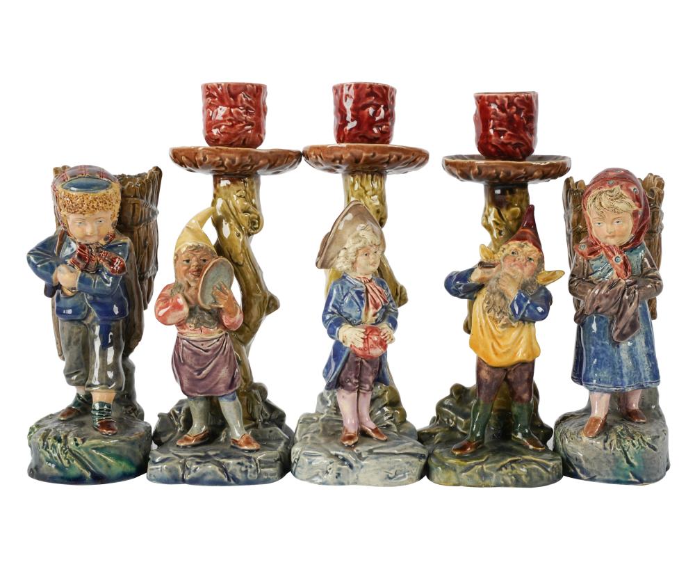 GROUP OF MAJOLICA FIGURES CANDLESTICKSeach 32ffc4