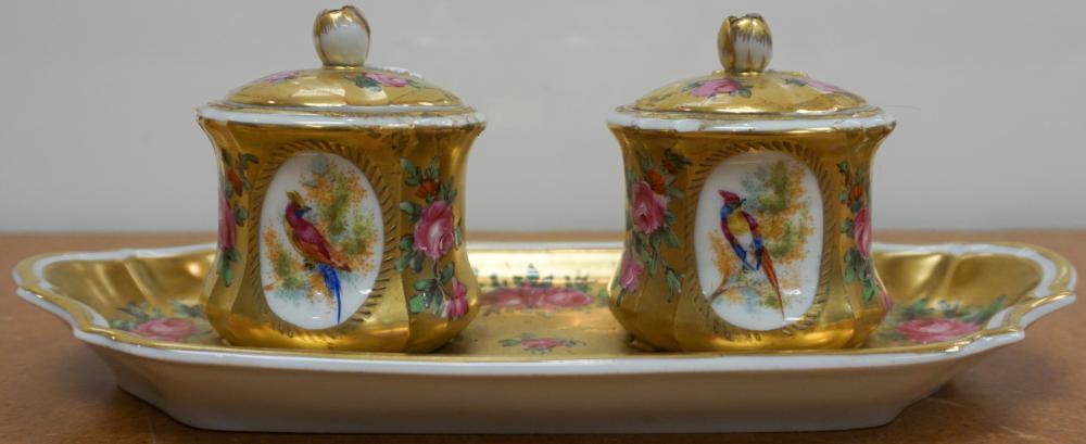 DRESDEN GILT AND FLORAL DECORATED