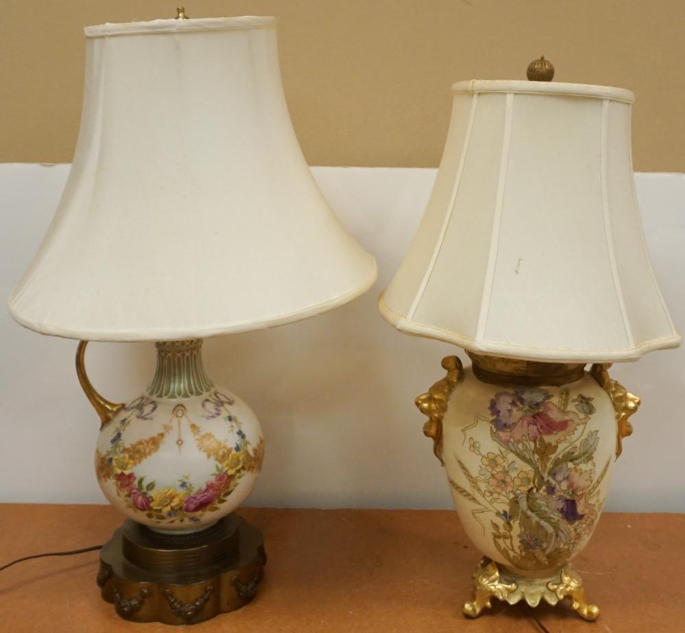 TWO EUROPEAN PORCELAIN TABLE LAMPS,