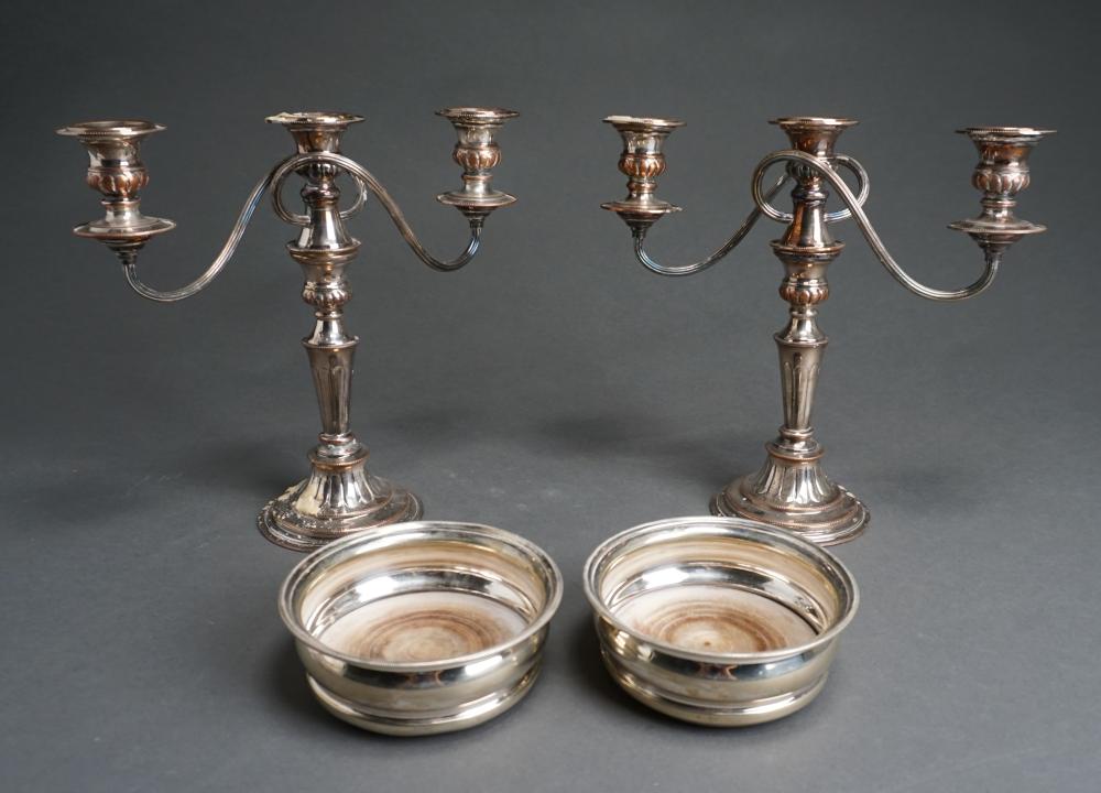 PAIR SHEFFIELD SILVER PLATE CONVERTIBLE