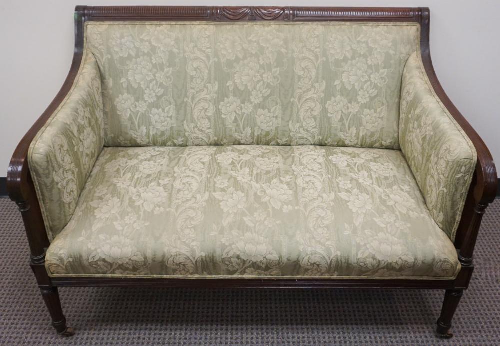 GEORGE III STYLE MAHOGANY AND UPHOLSTERED 330029