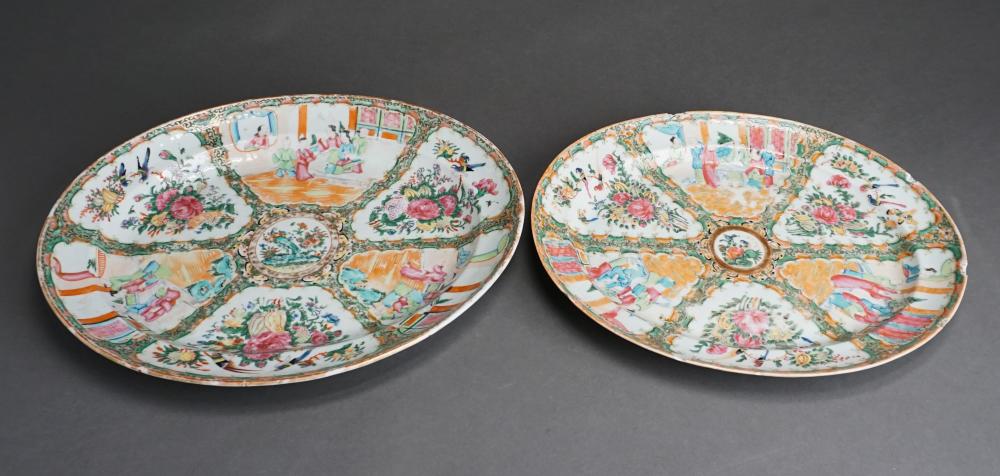 TWO CHINESE ROSE MEDALLION OVAL