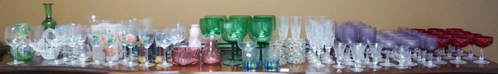 GROUP OF COLORED AND CLEAR BAR STEMWARE 330068