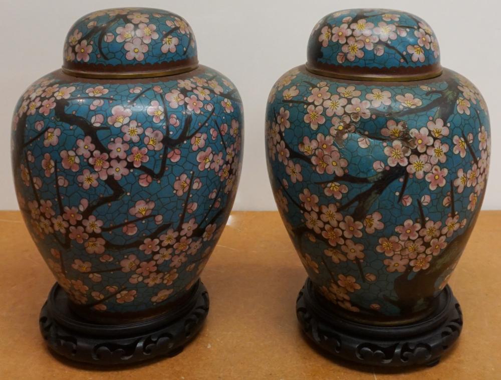 PAIR JAPANESE CLOISONNE COVERED