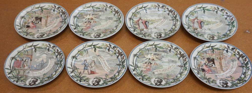 SET OF EIGHT FRENCH TRANSFER DECORATED