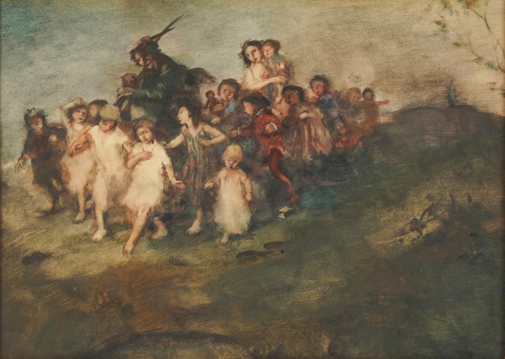EARLY 20TH CENTURY: PIED PIPER OF HAMLINwatercolor