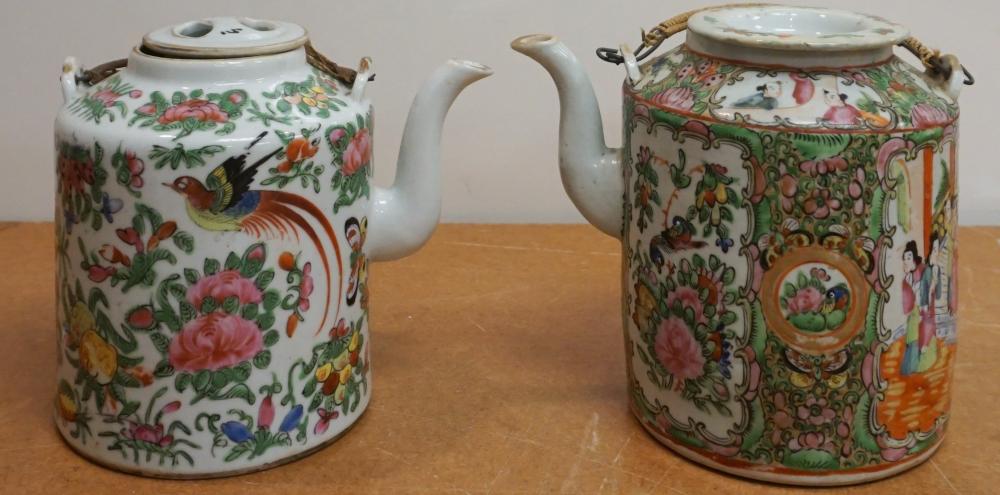 TWO CHINESE ROSE MEDALLION TEAPOTSTwo
