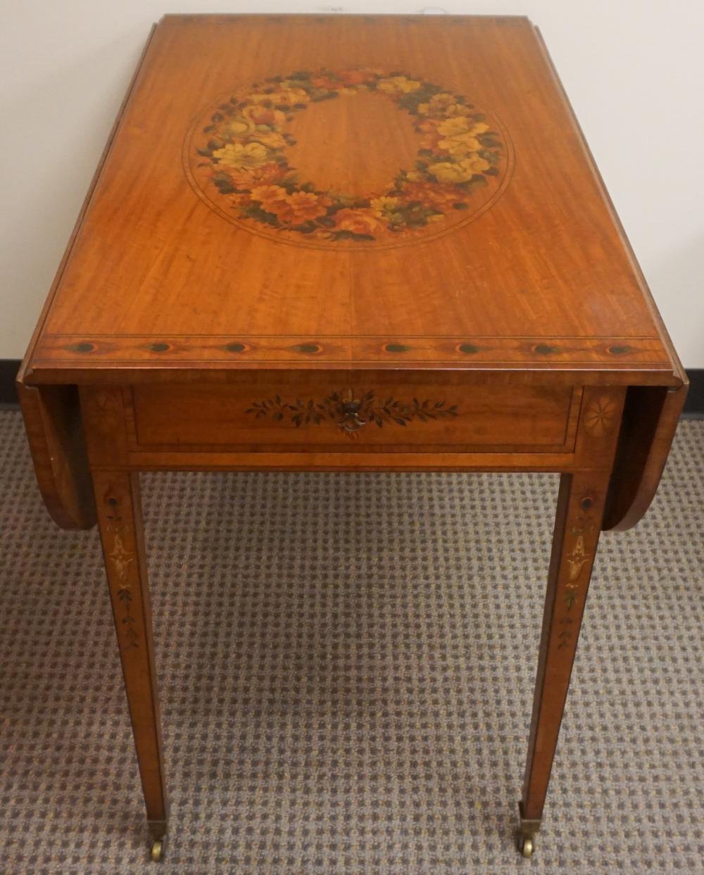 EDWARDIAN DECORATED SATINWOOD PEMBROKE 33010c