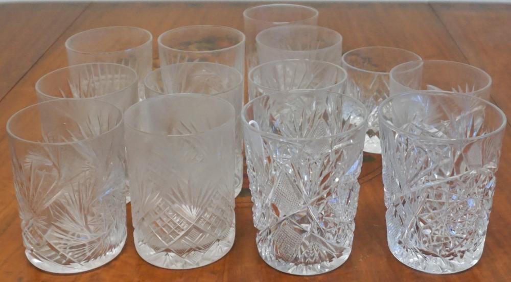 THIRTEEN AMERICAN CUT CRYSTAL OLD FASHIONS