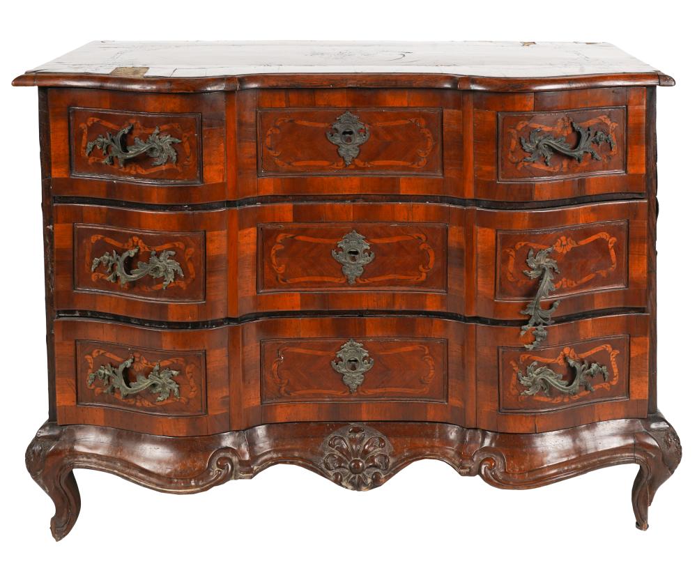 GERMAN MARQUETRY & MAHOGANY CHEST