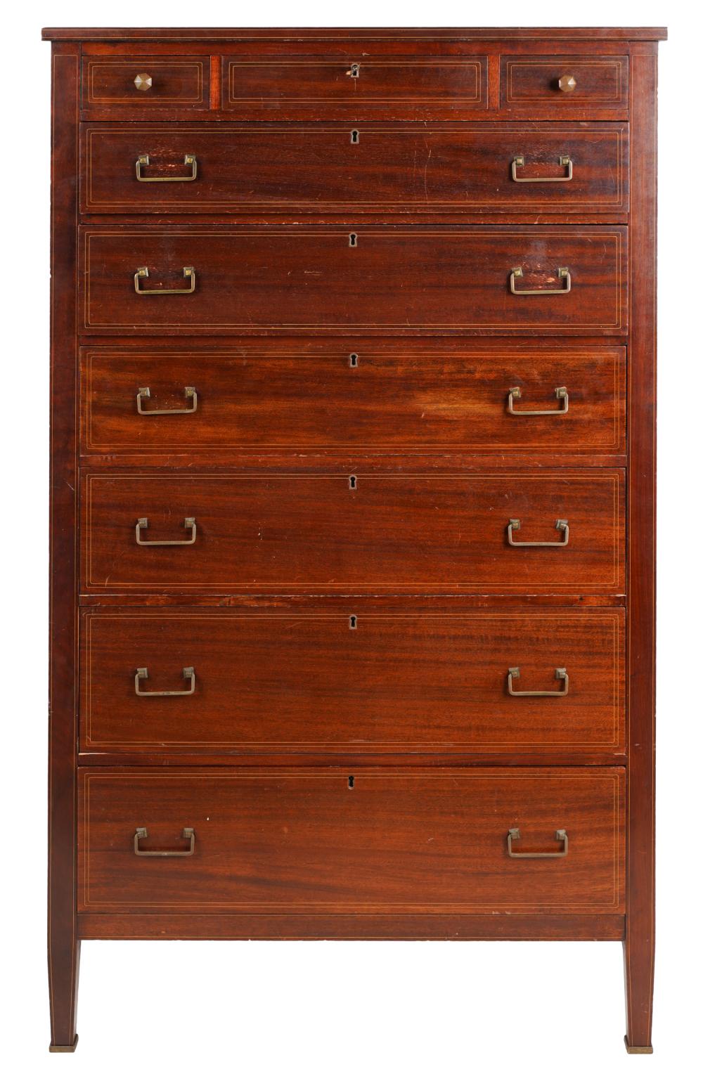 MAHOGANY TALL CHEST OF DRAWERSthe 33011e