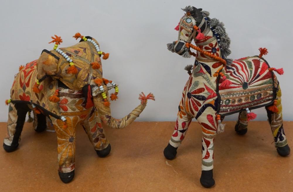 TWO INDIAN EMBROIDERED CLOTH ANIMALS