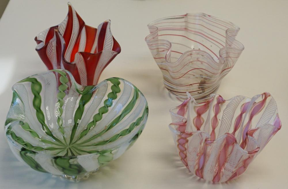 FOUR ITALIAN GLASS BOWLS H OF TALLEST: