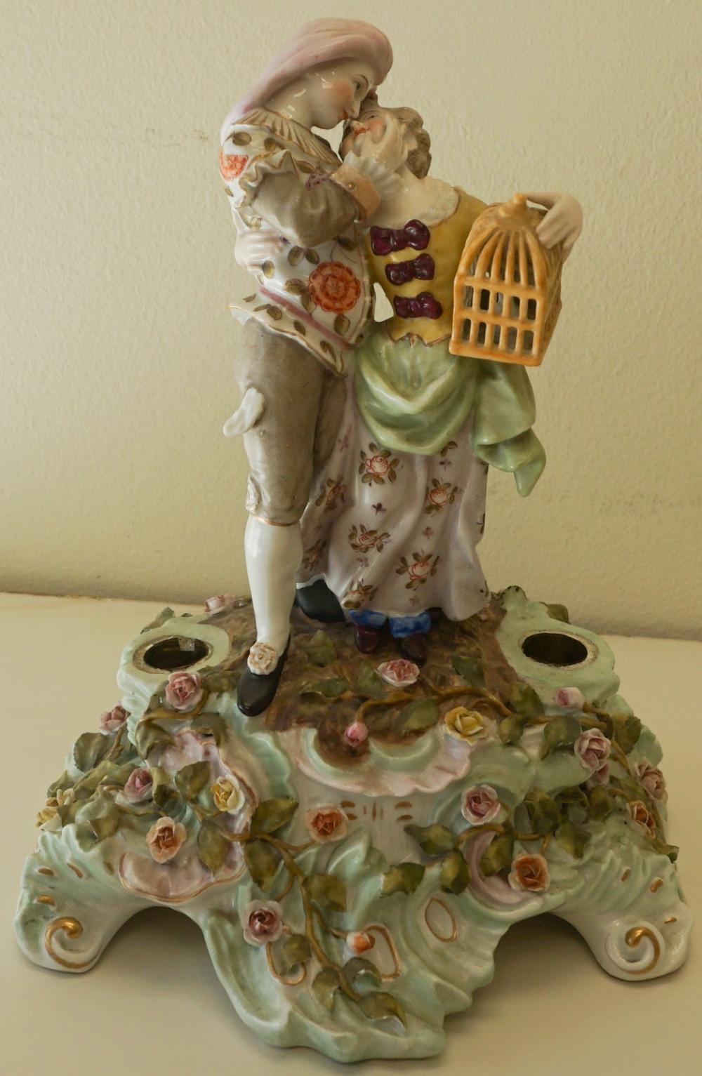 DRESDEN PORCELAIN FIGURAL CANDLE-HOLDER