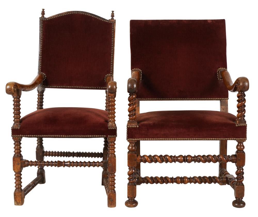 TWO SPANISH BAROQUE STYLE WALNUT 330170