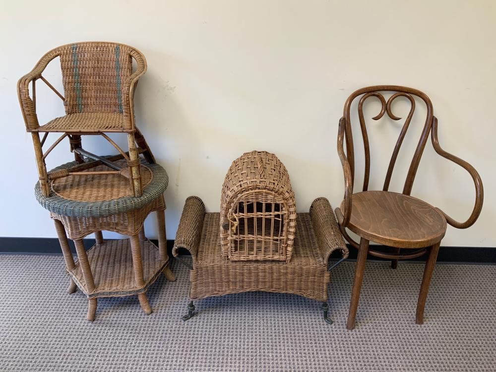 COLLECTION OF WICKER AND BENTWOOD