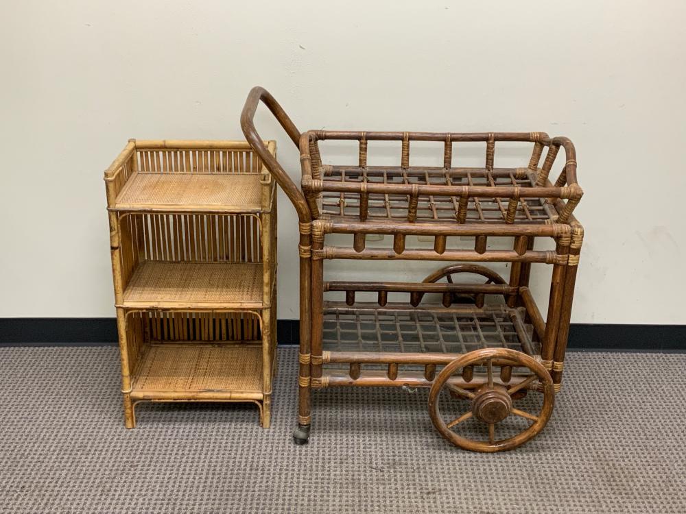 RATTAN BEVERAGE CART AND A BAMBOO