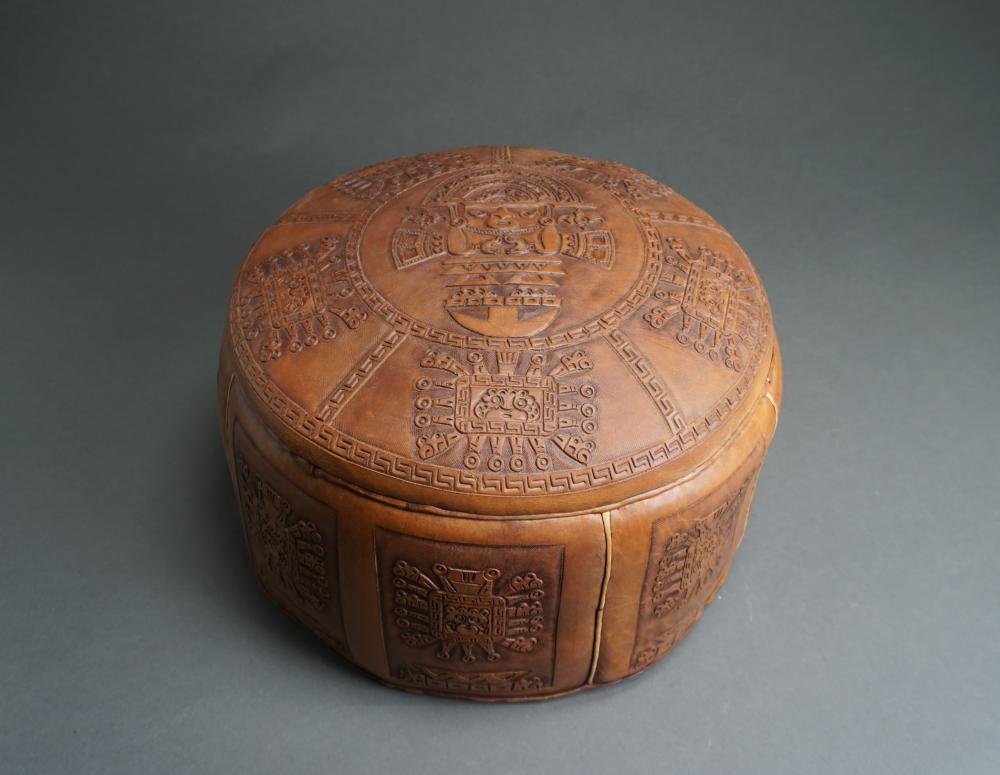 SOUTH AMERICAN ROUND LEATHER BOX