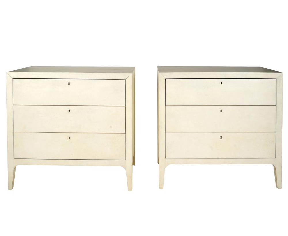 TWO ITALIAN VELLUM WRAPPED CHESTS 33027a