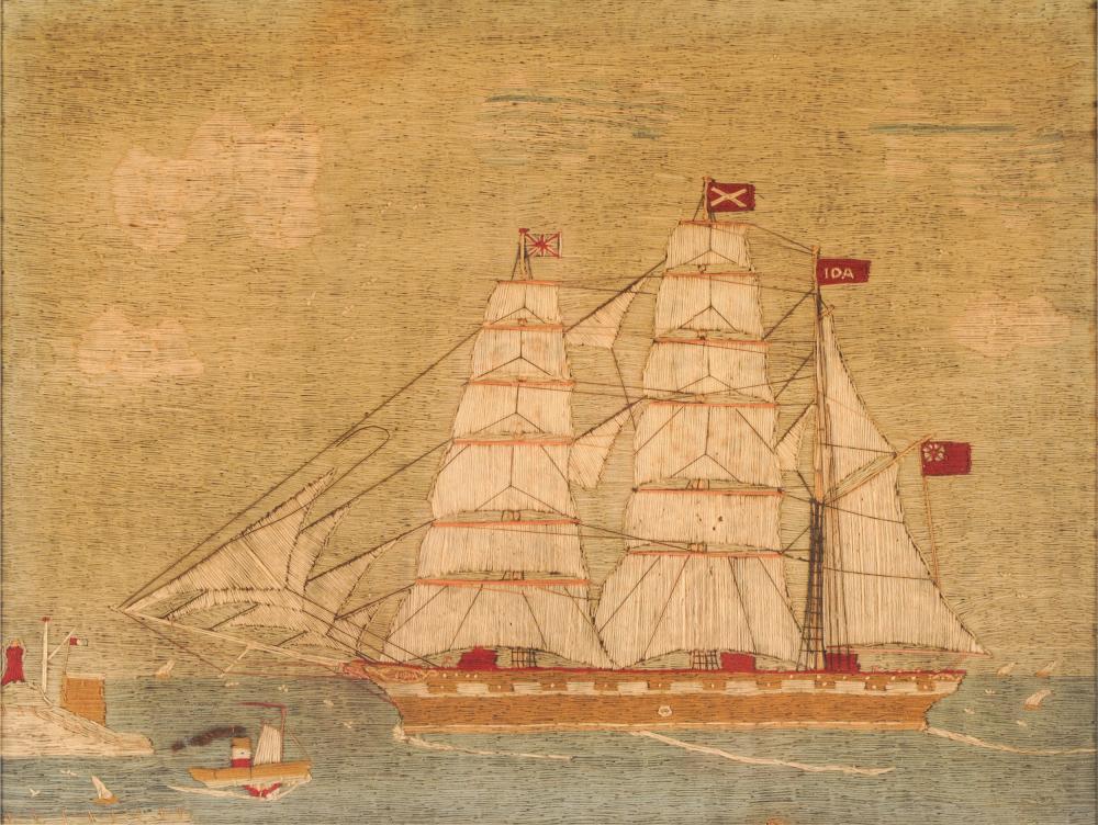 ENGLISH SAILOR'S WOOLWORK PICTURE