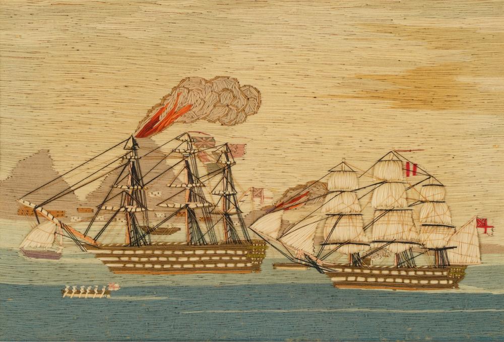 ENGLISH SAILOR'S WOOLWORK PICTURE