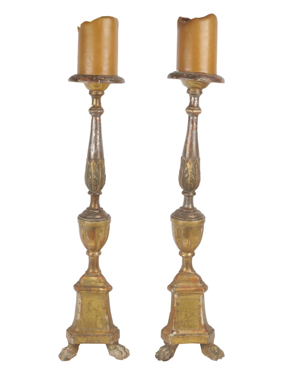 PAIR OF GILTWOOD PRICKET STICKSin