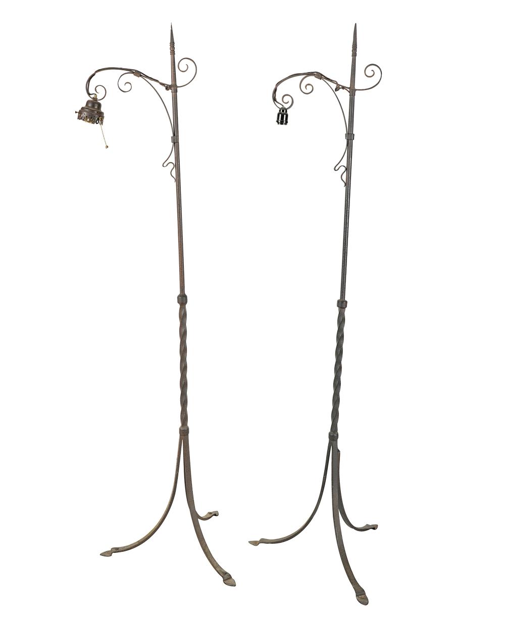 PAIR OF WROUGHT IRON FLOOR LAMPSeach 3302ab