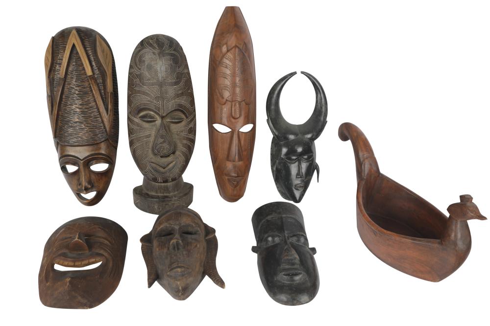 GROUP OF CARVED WOOD TRIBAL MASKS 3302a2