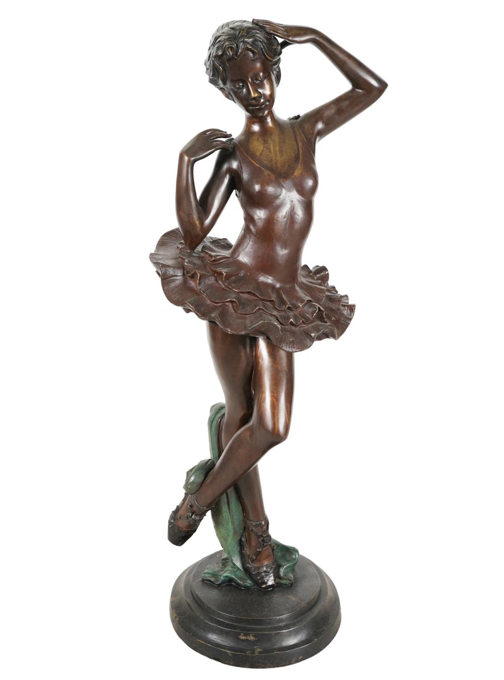 PATINATED BRONZE FIGURE OF A DANCERsigned 3302bc