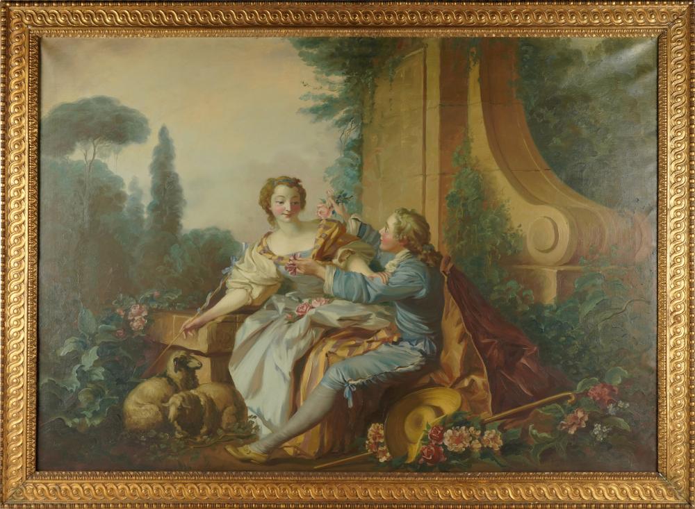 FRENCH SCHOOL COURTING COUPLEoil 3302b8