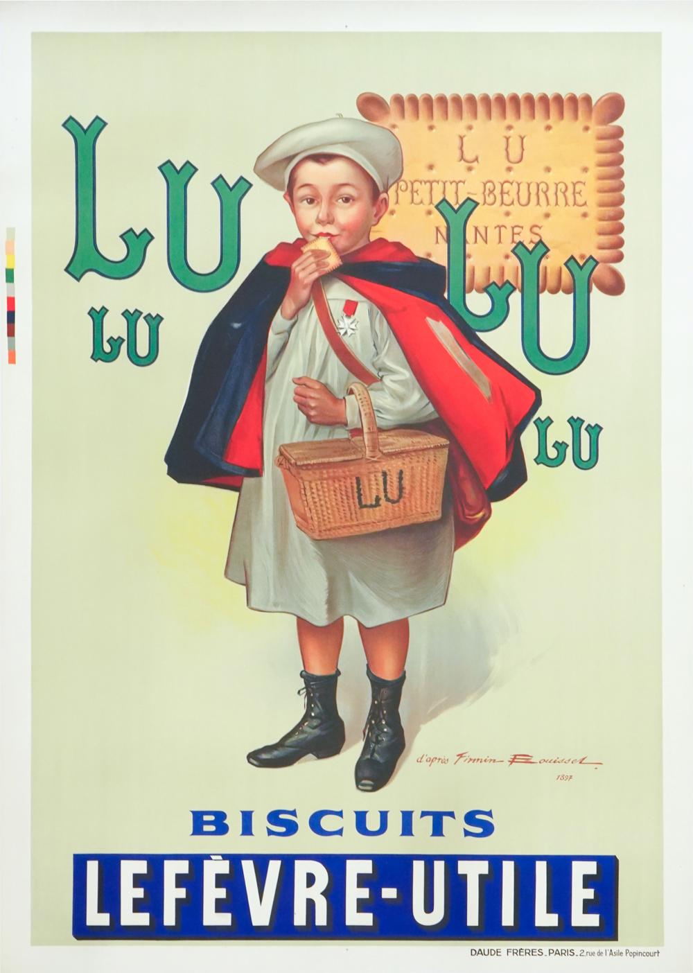 FRENCH ADVERTISING POSTER LU BISCUITSlithograph 3302fd