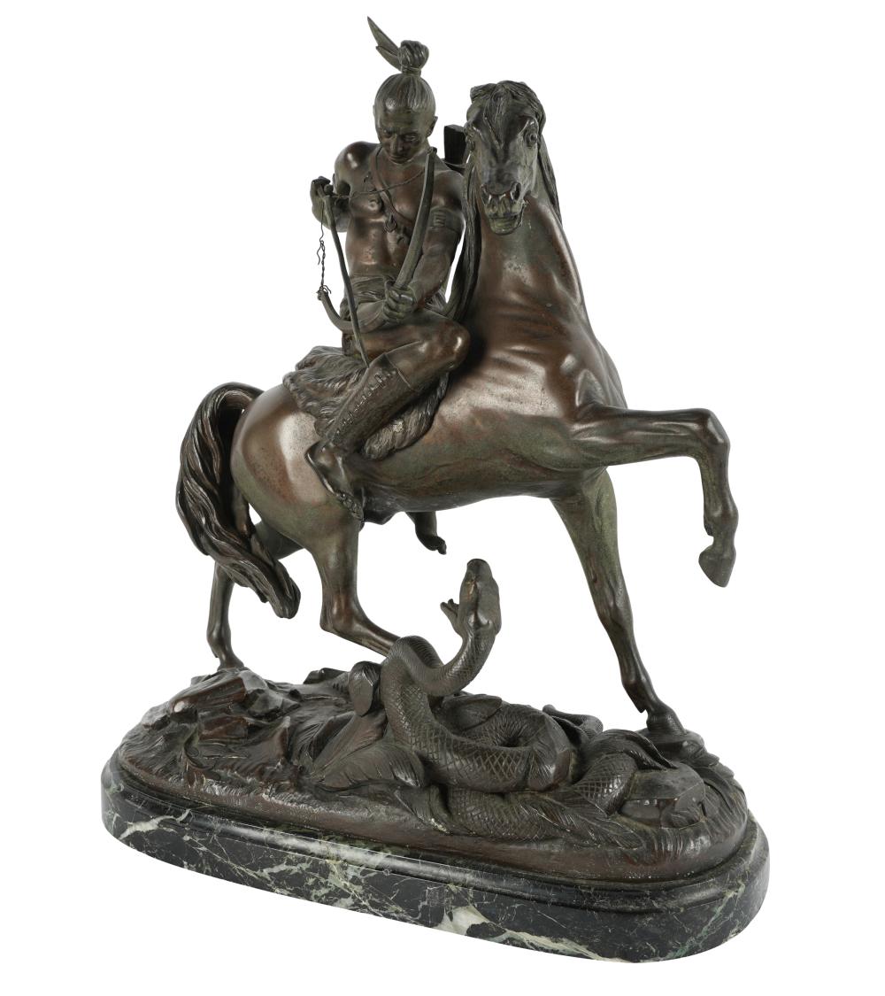 BRONZE FIGURE OF A MOUNTED INDIAN 3302fe