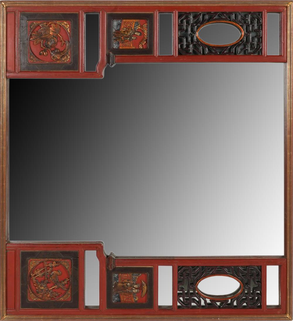 CHINESE PAINTED & LACQUERED MIRRORwith