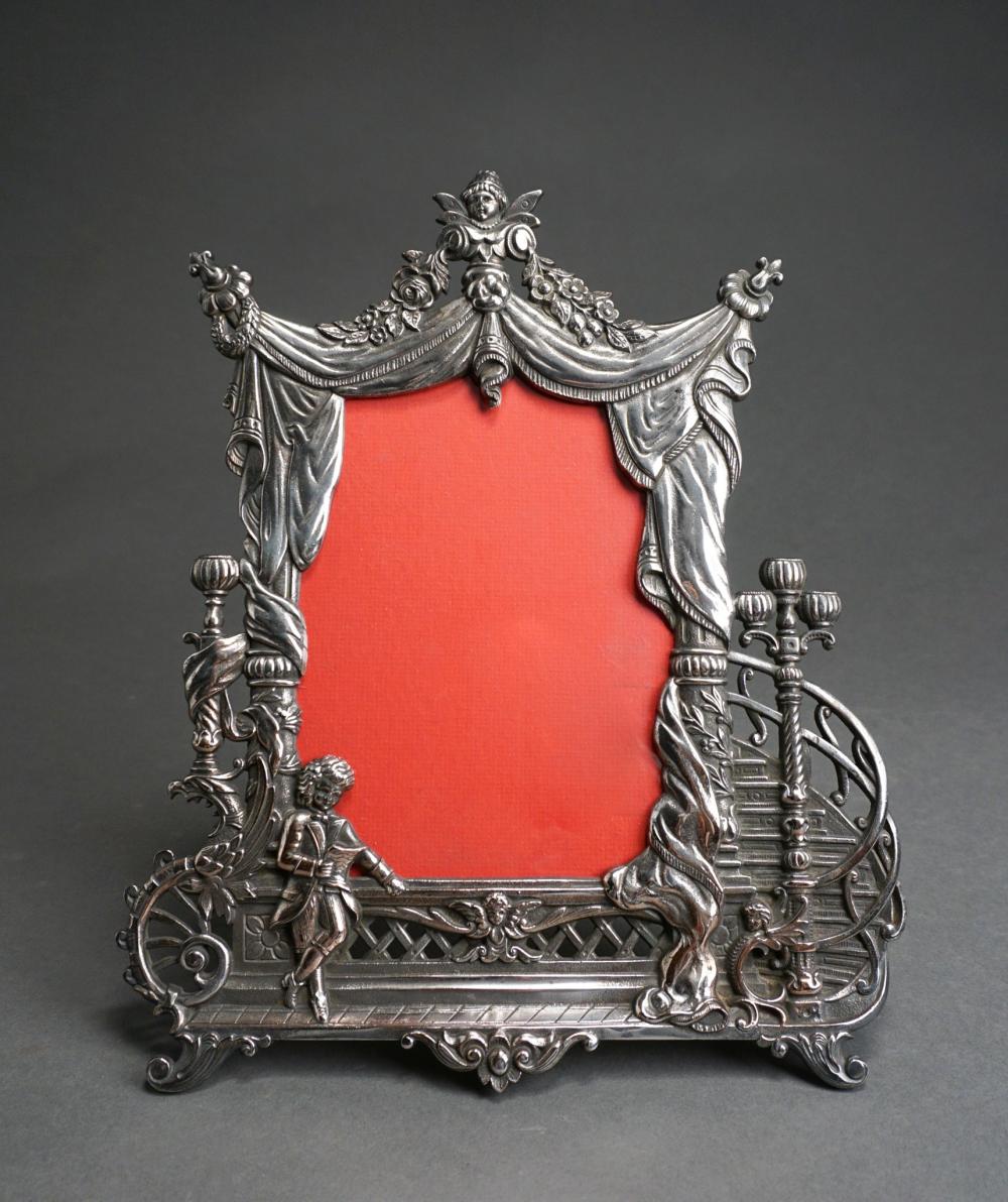 SILVER ON COPPER FIGURAL PICTURE FRAME,