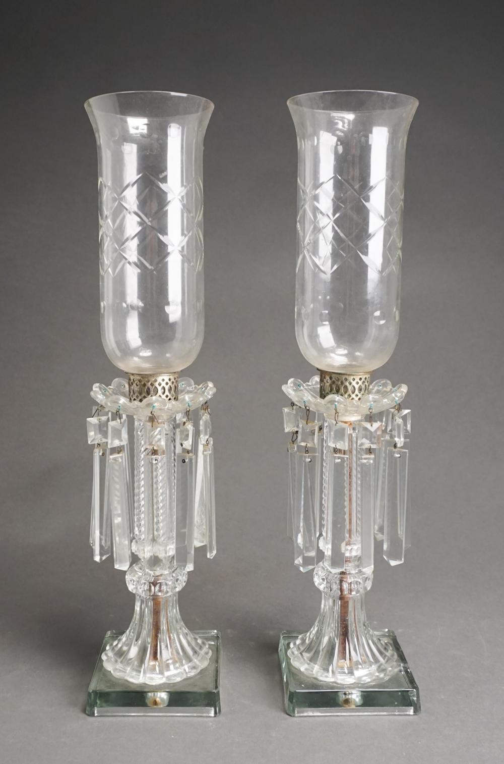PAIR OF MOLDED GLASS LUSTRES H  330430